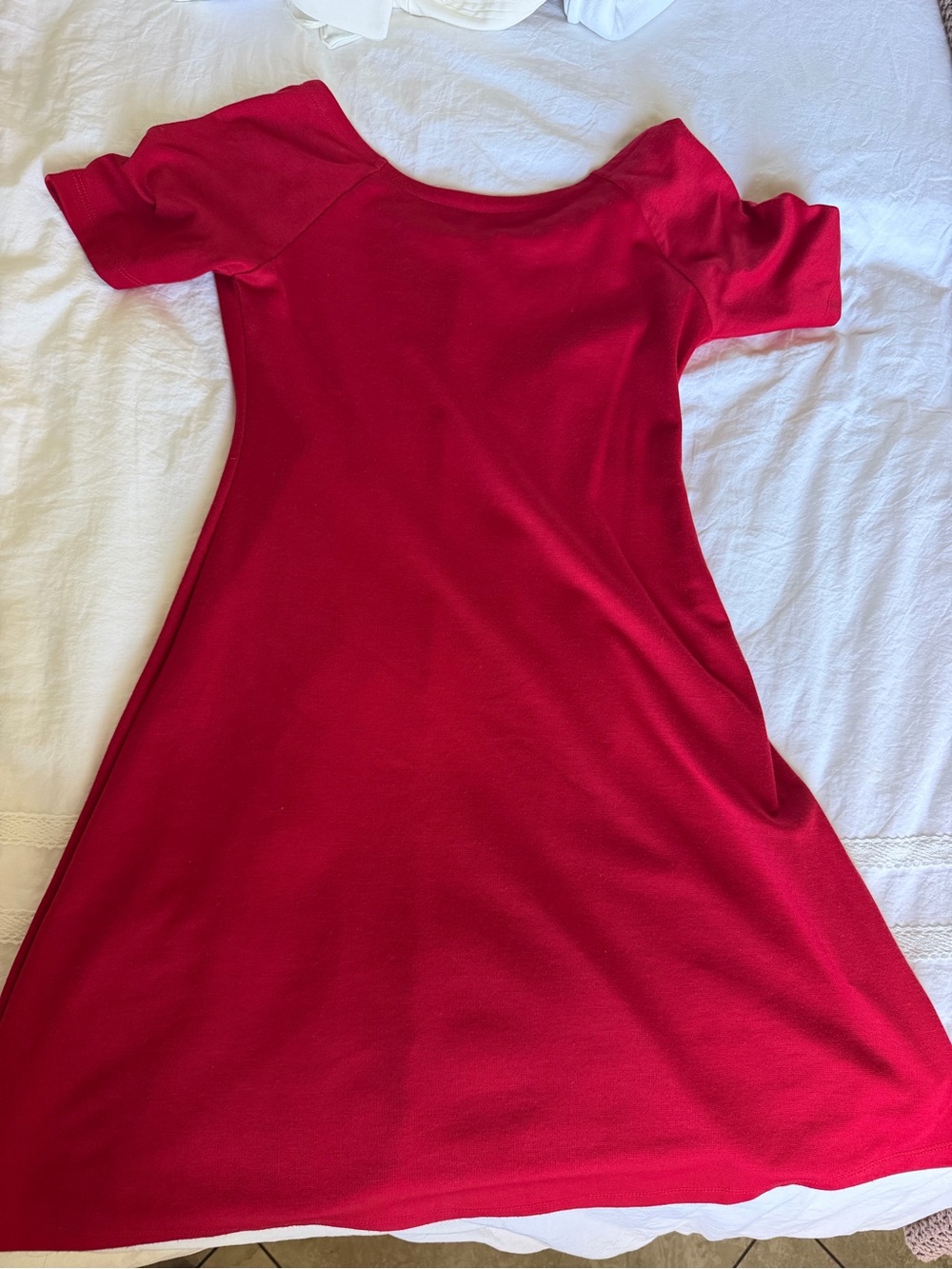 Zara Red Off-Shoulder A-Line Dress